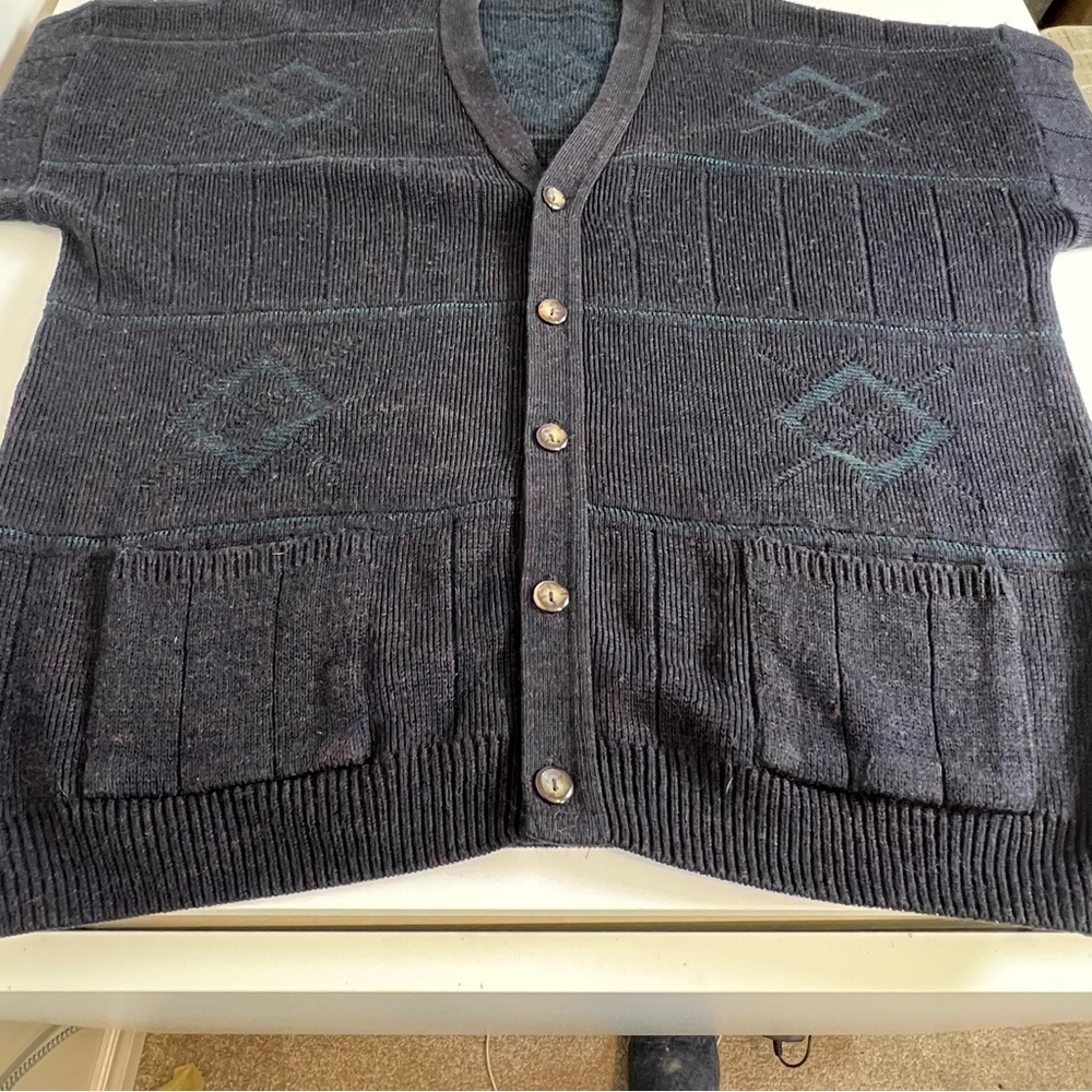 Vintage 1994 St Michael from Marks & Spencer Bluish Purple/Teal Cardigan Sweater - Picture 2 of 11